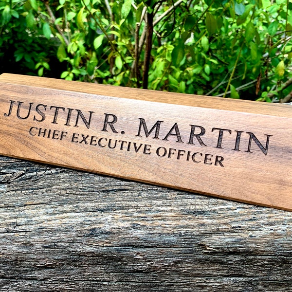 Desk Name Plate, Custom Name Sign, Personalized Wood Desk Name, Customized Walnut Desk Name, Executive Personalized Desk Name Plate Wooden