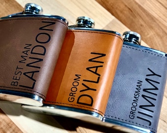 Groomsmen Flask-Personalized Leather Flask-Engraved Flask-Groomsmen Gift-Flask for Groomsmen-Leather Flask-Hip Flask-Groomsman Flask Groom