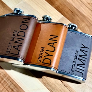 Groomsmen Flask-Personalized Leather Flask-Engraved Flask-Groomsmen Gift-Flask for Groomsmen-Leather Flask-Hip Flask-Groomsman Flask Groom