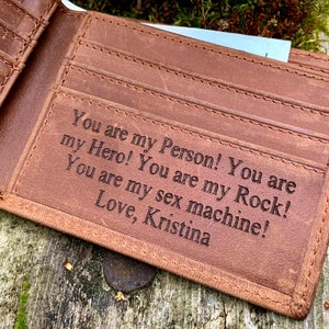 Engraved Leather Wallet for Men, Personalized Wallet, Laser Engraved Wallet, Custom Leather Wallet, Anniversary Gifts for Boyfriend