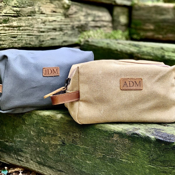 Personalized Dopp Kit, Mens Toiletry Bag, Shaving Kit for Men, Canvas Dopp Kit, Leather Dopp Kit, Canvas Toiletry Bag Men, Engraved Toiletry