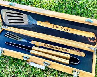 Personalized BBQ Set, Grill Gift Set, Grilling Tools, Father's Day Gift, Groomsmen Gift, BBQ Gift, Gift For Dad,Boyfriend Gift,Barbecue Set