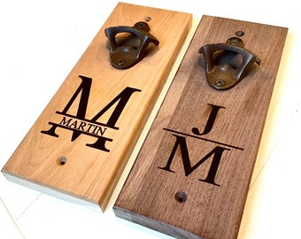 Personalized Engraved Bottle Opener Wall Mount, Custom Wall Mount Bottle Opener, Beer Bottle Opener for a Wall, Groomsmen Gift, Gift for Men