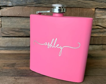 Personalized Flask for Women, Bridesmaid Flask, Bridesmaid Gift, Engraved Flask for Women, Flask Set