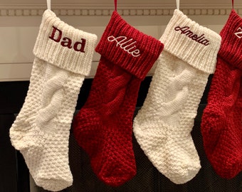 Christmas Stockings Personalized, Personalized Christmas Stockings, Monogrammed Christmas Stockings, Knit Christmas Stocking Embroidered