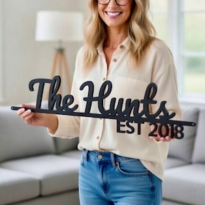 Last Name Metal Sign-Personalized Metal Name Sign-Custom Family Name Sign-Established Sign for Wedding Gift- Family Established Sign Metal