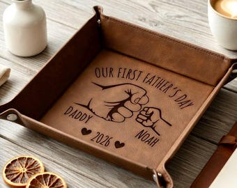 Our First Father's Day Valet Tray, First Time Dad Gifts, First Fathers Day, Personalized New Dad Gift, Dad and Baby Fist Bump Snap Up Tray