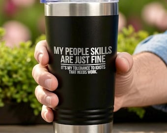Vaso con la frase "Mis habilidades sociales son excelentes", taza sarcástica con humor para adultos, taza de café divertida para hombres, vaso para chicos.