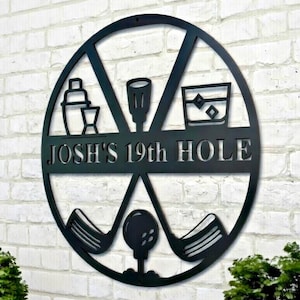 Personalized Golf Sign, Personalized Golf Decor, Golf Wall Art, 19th Hole Sign, Bar Sign, Metal Golf Sign, Golf Gifts for Men, Man Cave Sign