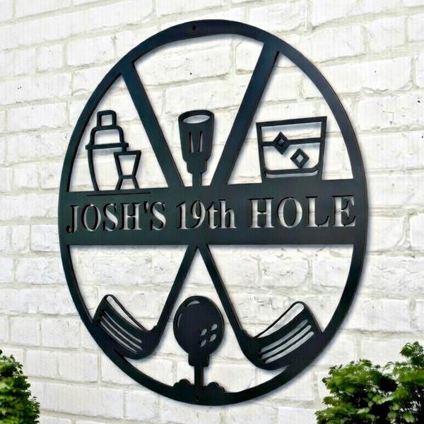 Personalized Golf Sign, Personalized Golf Decor, Golf Wall Art, 19th Hole Sign, Bar Sign, Metal Golf Sign, Golf Gifts for Men, Man Cave Sign