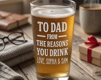 Dad's Reasons You Drink Beer Glass for Dad Gifts Father's Day Gifts for Dad Funny Gift for Dad Birthday Gifts from Daughter, Kids, Son