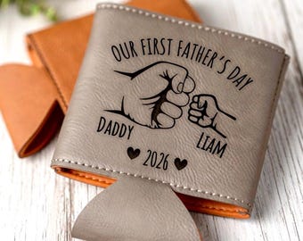 Our First Father's Day Can Cooler, First Time Dad Gifts, First Fathers Day, Personalized New Dad Gift, Dad and Baby Fist Bump Can Holder