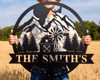 Custom Metal Farm Sign, Metal Farm Sign, Barn Metal Sign, Farmhouse Decor, Family Name Sign, Last Name Sign, Established Year Sign, Farmer