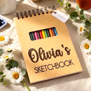 Custom Drawing Sketchbook with 12 Coloring Pencils, Personalize Sketchpad for Girls, Gift for Young Artist, Birthday Gift for Girls Art Gift zdjęcie 1