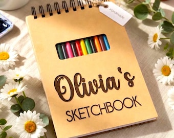 Custom Drawing Sketchbook with 12 Coloring Pencils, Personalize Sketchpad for Girls, Gift for Young Artist, Birthday Gift for Girls Art Gift