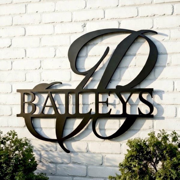 Last Name Metal Sign, Personalized Home Decor, Split Monogram Sign, Front Porch Sign, Housewarming gift, Wedding Gift, Personalized Sign