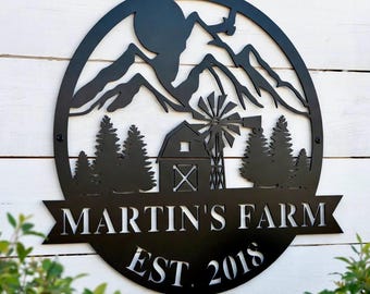 Metal Farm Barn Sign, Metal Sign for Farm, Personalized Farm Sign