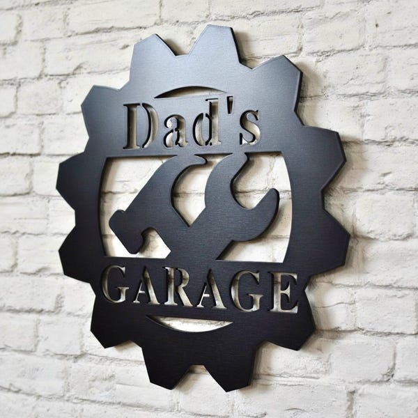 Custom Metal Sign for Garage, Personalized Sign for Dad, Dad Garage Signs, Christmas Gift for Dad Christmas Gift from Son, Garage Metal Sign