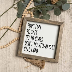 Dorm Rules Sign Decor, Have Fun Be Safe Go To Class, Funny Graduation Gift, College Gifts, New College Student Gift afbeelding 7