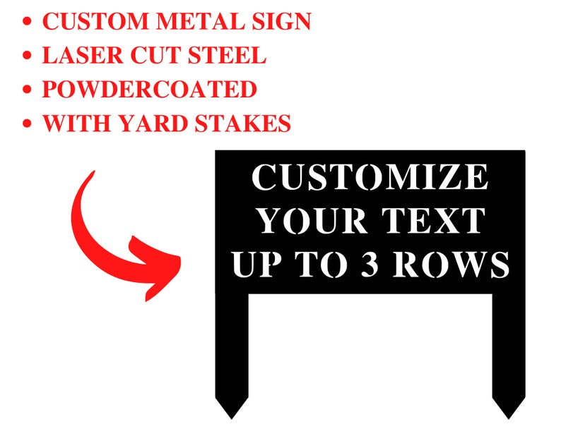 Custom Metal Yard Sign With Stakes Personalized Yard Signs Etsy