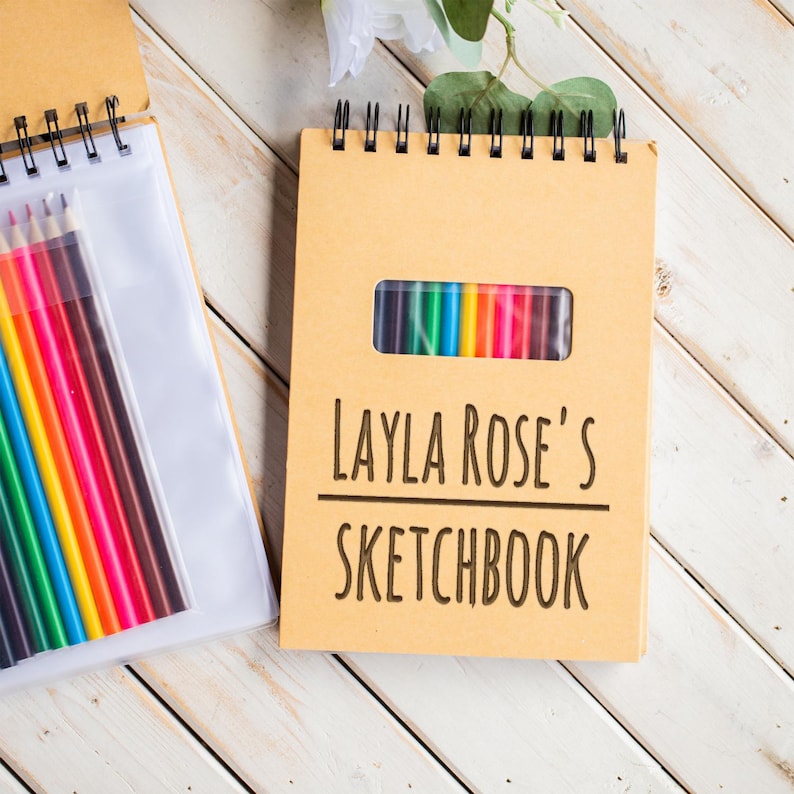 Personalized Drawing Set Personalized Drawing Sketchbook, Custom Sketchpad With 12 Coloring ...
