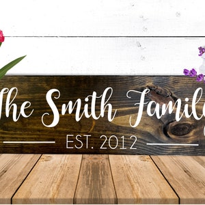 Family Name Sign Wood Last Name Sign Established Sign Personalized Family Sign Established Sign Wedding Sign Family Name Plaque Est Sign