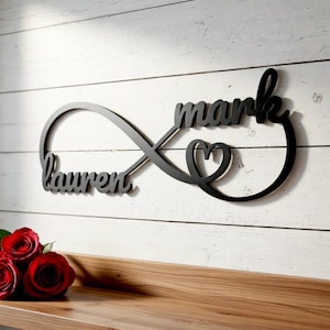 Personalized Engagement Gifts, Newly Engaged Gift, Newly Wed Gifts, Newlywed Sign, Personalized Metal Wall Art, Metal Signs, Infinity Sign image 2