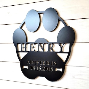 Custom Metal Dog Name Signs, Personalized Dog Sign, Dog Adoption Gift, Dog Memorial Sign, Dog Signs for Home, Dog House Sign,Custom Dog Gift image 1