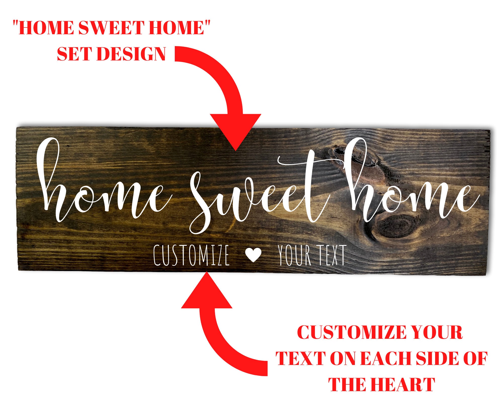 Family Name Personalised Home Sweet Home Plaque Sign Solid Wooden Oak Finish 
