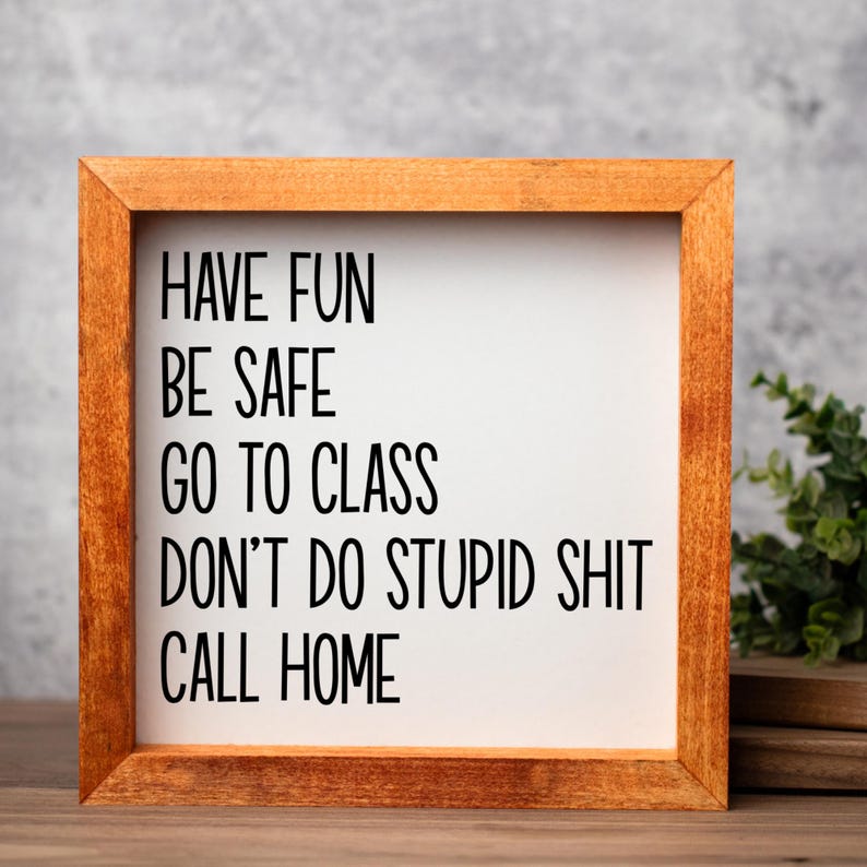 Dorm Rules Sign Decor, Have Fun Be Safe Go To Class, Funny Graduation Gift, College Gifts, New College Student Gift afbeelding 5