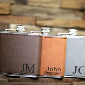 Stocking Stuffer for Men, Personalized Gifts for Men, Engraved Leather Flask, Christmas Gift for Dad, Gift for Boyfriend, Husband Gift image 4