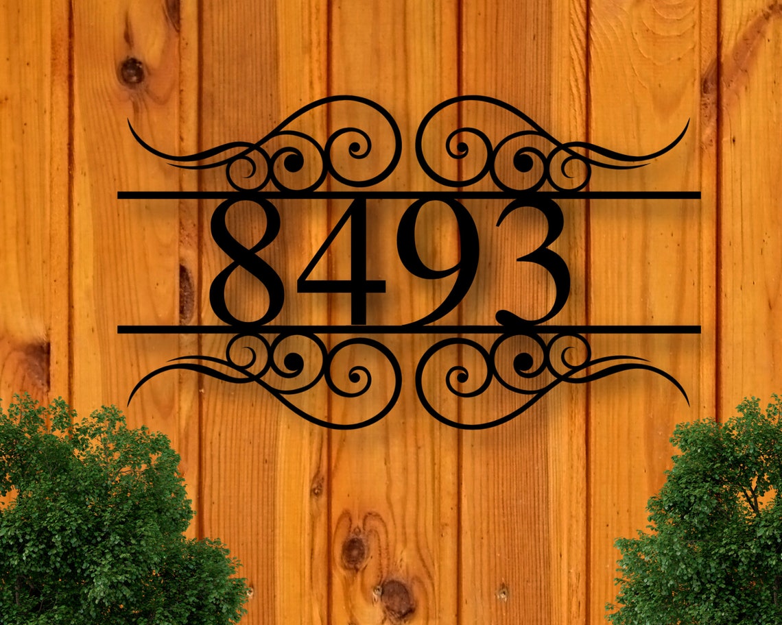 Metal House Numbers Address Sign House Number Plaque Metal Etsy