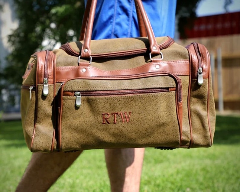 Personalized Guy Gift, Mens Leather Bag, Duffle Bag, Gift for Him, Gift for Men, Boyfriend Gift, Groomsmen Gift, Father's Day Gift, Husband Light Brown