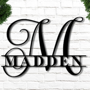 Family Name Metal Sign, Last Name Sign, Personalized Metal Wall Decor, Housewarming Gift, Welcome Sign for Front Porch, Metal Monogram Sign