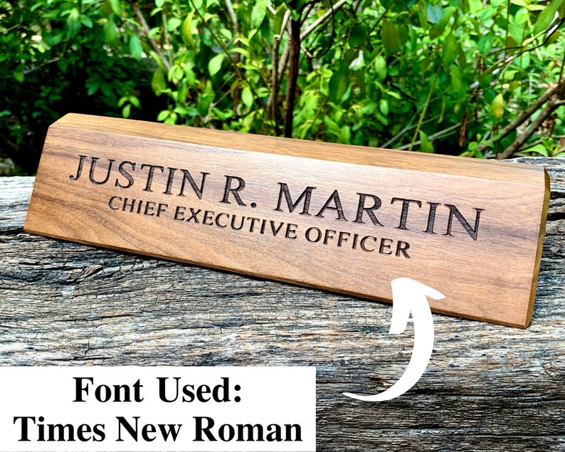 Desk Name Plate, Custom Name Sign, Personalized Wood Desk Name, Customized Walnut Desk Name, Executive Personalized Desk Name Plate Wooden image 4