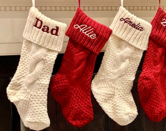 Monogrammed Cable Knit Stocking, Personalized Christmas Stocking, Christmas Stockings, Pet Stockings, Stocking Sets, Holiday Stocking