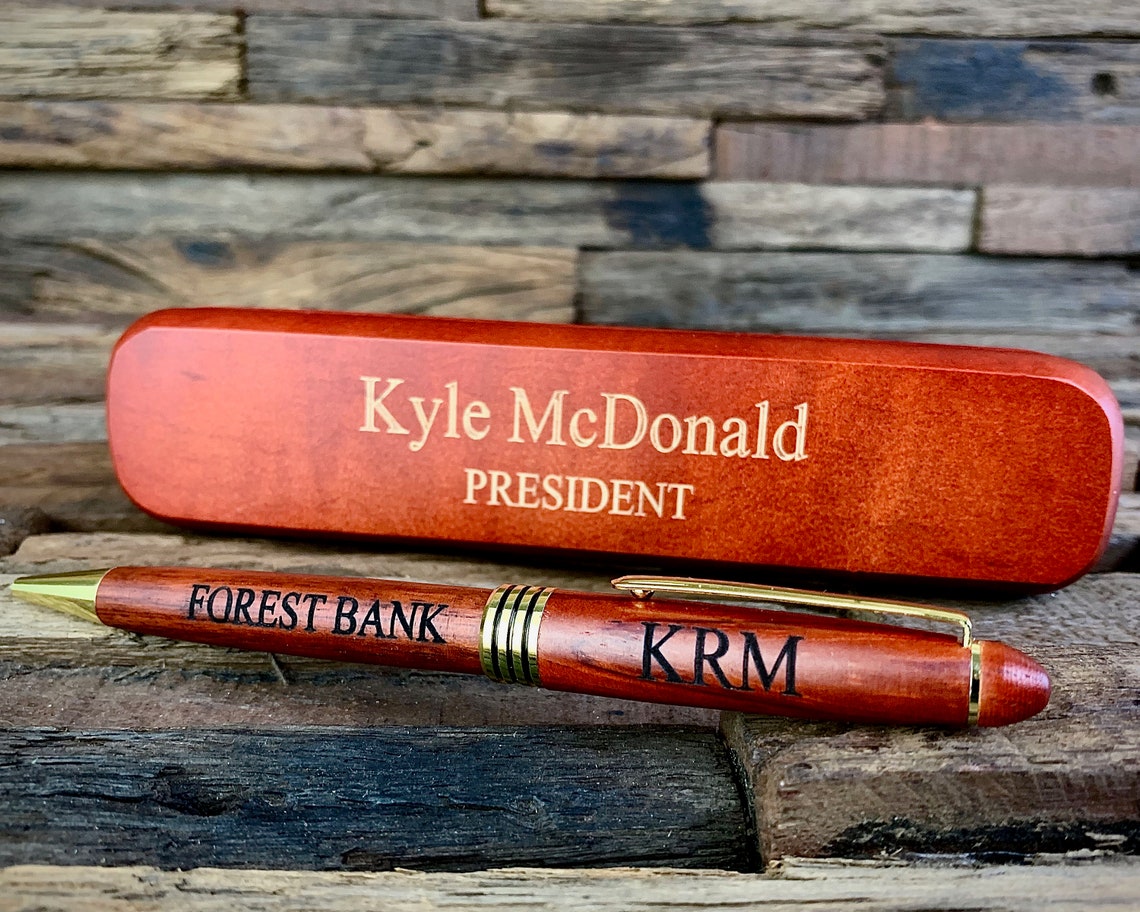 Personalized Wood Pen, Engraved Pen and Case, Wood Pen Set ...
