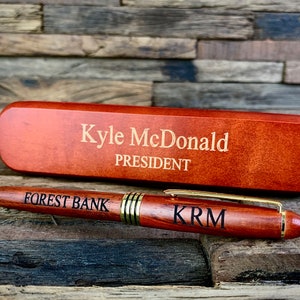 Personalized Pen Gift, Engraved Pen and Case, Custom Pens for Men, Wood Pen, Personalized Ball Point Pen, Personalized Business Gifts,