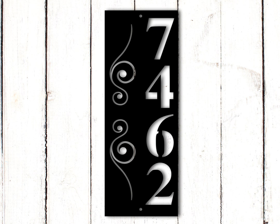 House Number Plaque, Vertical Address Sign, Door Number, Metal House