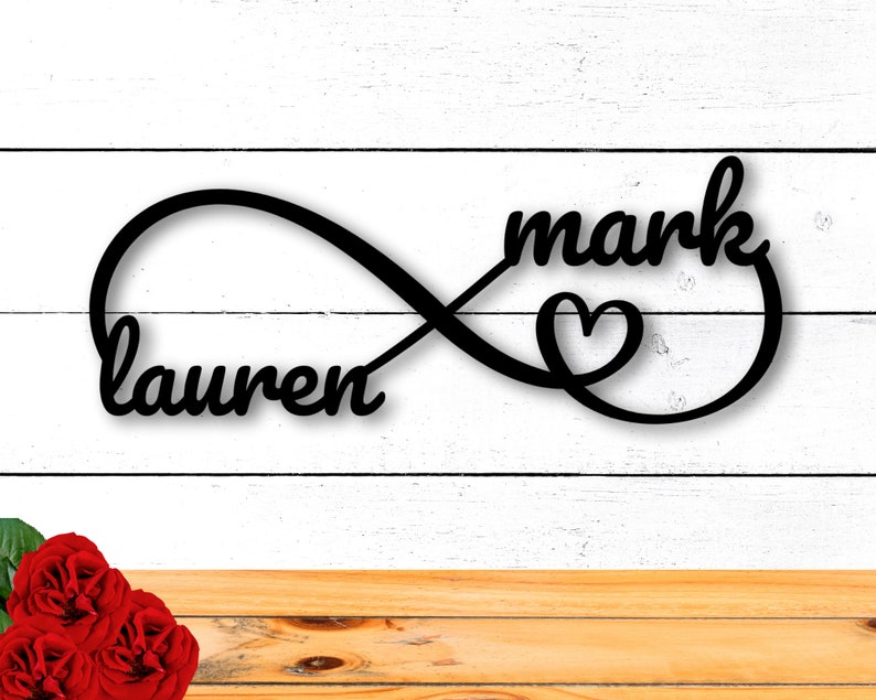 Personalized Engagement Gifts, Newly Engaged Gift, Newly Wed Gifts, Newlywed Sign, Personalized Metal Wall Art, Metal Signs, Infinity Sign image 2