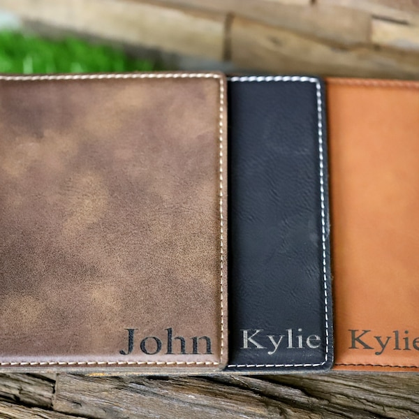 Engraved Passport Holder, Personalized Passport Cover, Anniversary Leather Gift for Husband or Wife, Custom Travel Wallet Sleeve