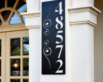 House Number Plaque, Vertical Address Sign, Door Number, Metal House Number, Metal Art, Address Number, Number Sign, Metal Address Sign