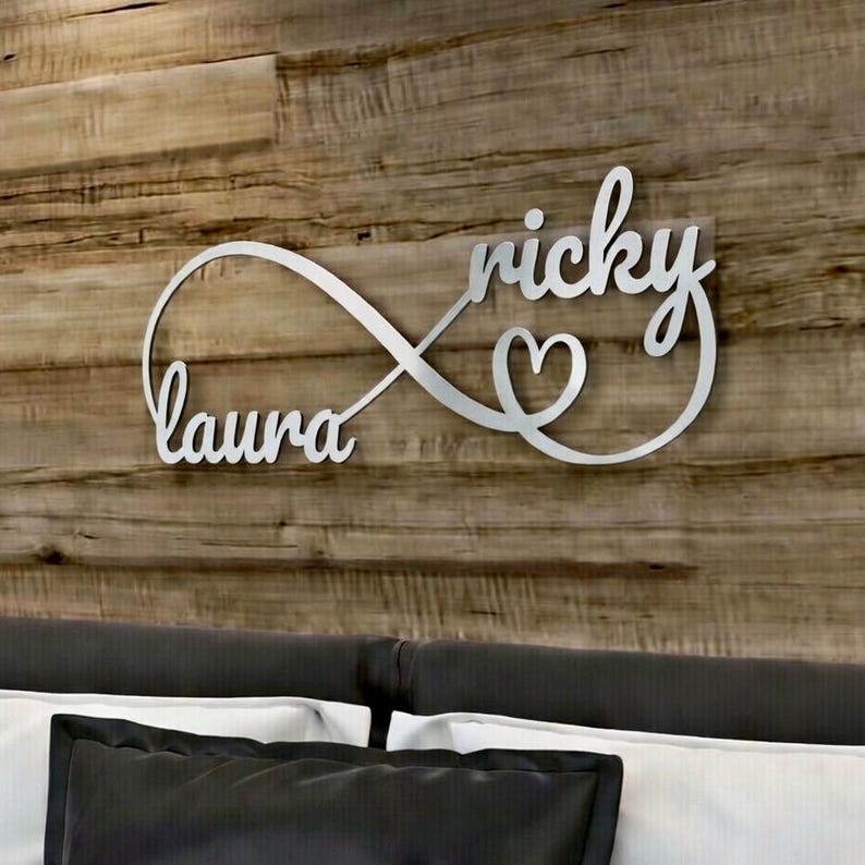 Personalized Engagement Gifts, Newly Engaged Gift, Newly Wed Gifts, Newlywed Sign, Personalized Metal Wall Art, Metal Signs, Infinity Sign image 3
