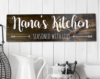 Kitchen Sign,Kitchen Decor,Gifts,Personalized Kitchen Sign,For Kitchen Wall Decor Art,Customized Kitchen Sign,Seasoned with Love,Moms