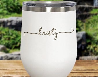 Personalized Wine Tumbler with Lid, Engraved Wine Tumbler, Bridesmaid Tumbler, Wine Tumbler Personalized, Insulated Wine Tumbler, Wine Cup