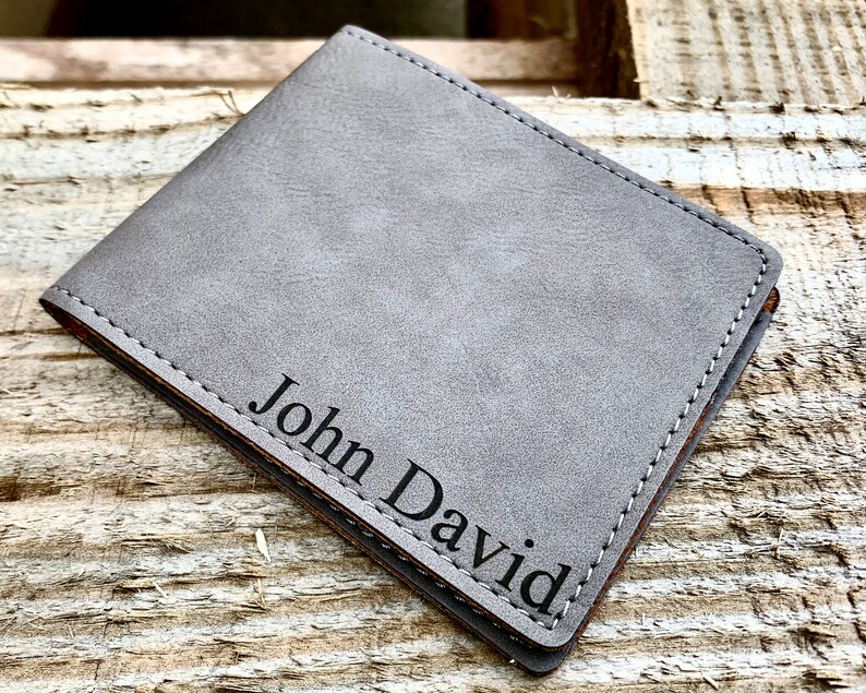Engraved Men's Wallet Custom Monogrammed Wallet Bifold Etsy