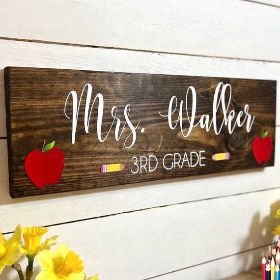 Custom Teacher Sign Personalized Teacher Sign for Classroom Sign Personalized Teacher Gift Custom Wood Sign Back to School Teacher Gifts