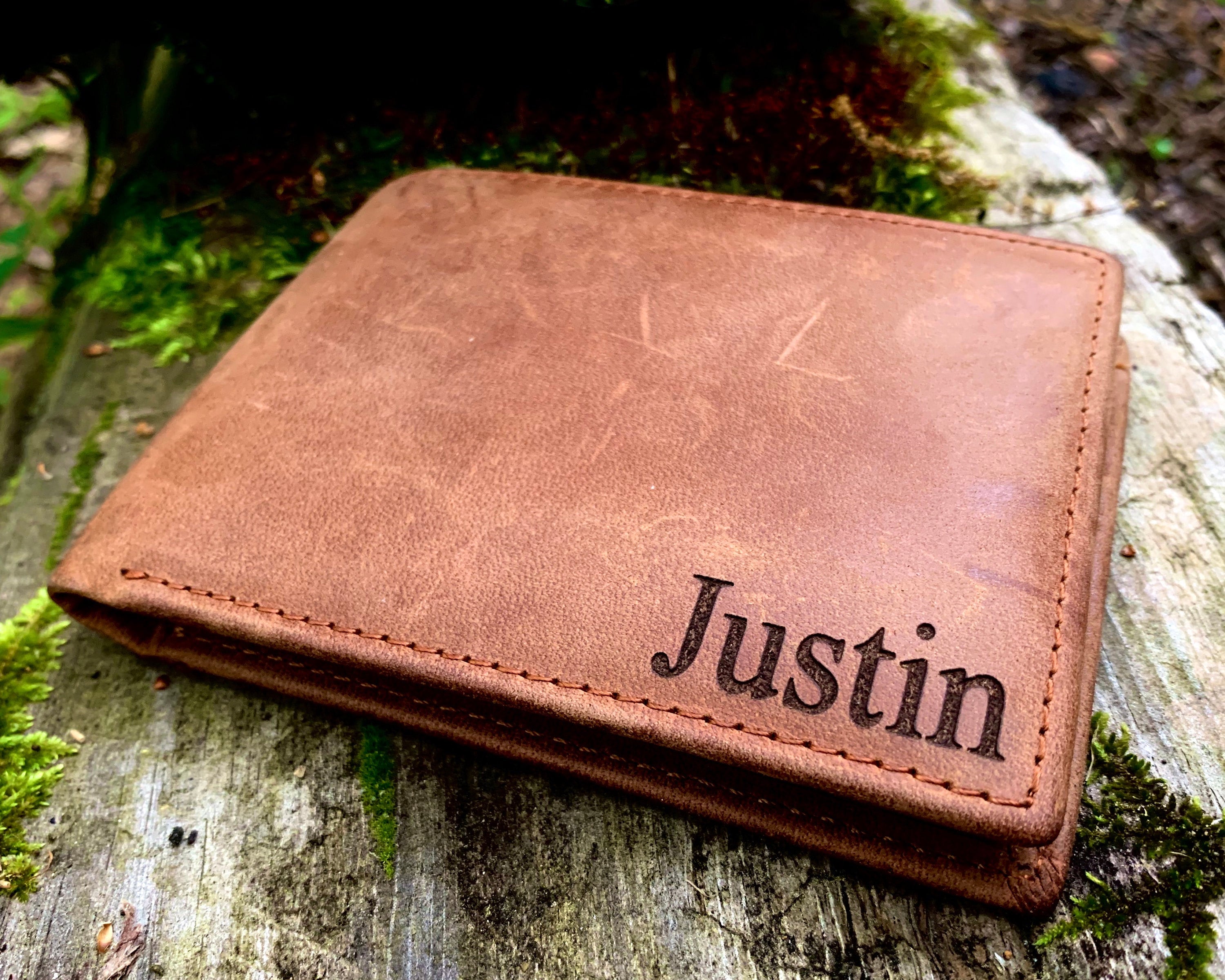 Personalized Custom Engraved Genuine Leather Bifold Mens Wallet Leather Billfold Wallet Men, Anniversary Gift, Father's Day Gift, Guy Gift