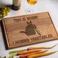 Funny Engraved Cutting Board This is Where I Murder Vegetables Funny Gift for Cat Lovers Kitchen Decor Gifts Funny Vegetarian Gifts
