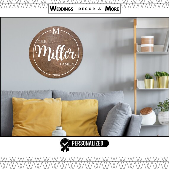 Circle Wood Sign, Last Name Sign, Custom Wood Sign, Established